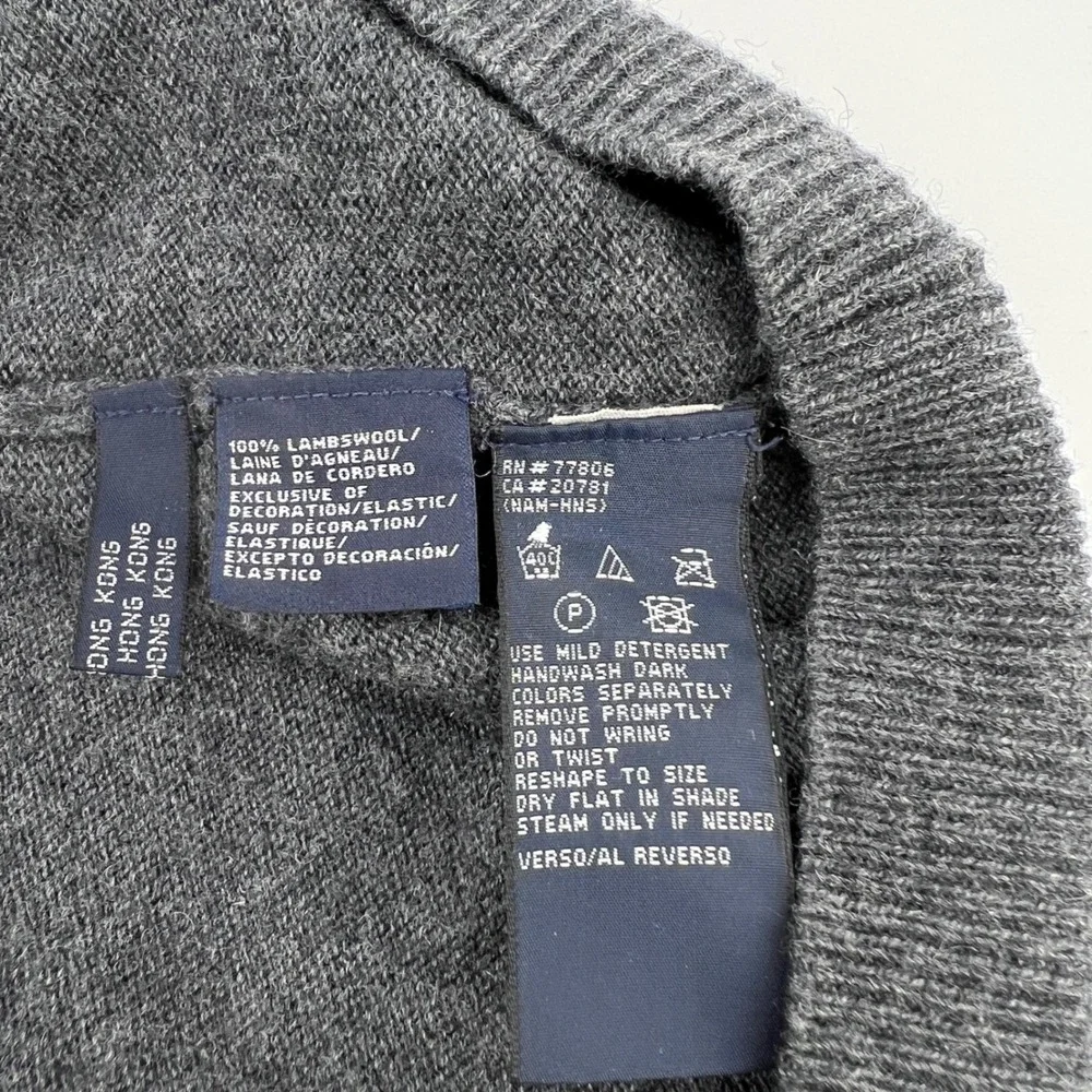 Tommy Hilfiger Mens XL Gray 100% Premium Lambswool V-Neck Sweater Charcoal‎ Knit